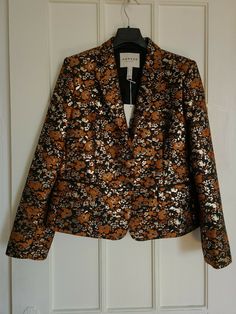 Lands End Canvas Jacket - Gold Floral - Size 10. Please note that the two front pockets are fake pockets. Winter Party Blazer With Pockets, Fall Party Blazer With Pockets, Canvas Jacket, Gold Floral, The Two, Lands End, Vest Jacket, Women's Blazer, Two By Two