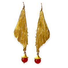 Dragonfly wing statement earrings with carnelian - Sundara Joon