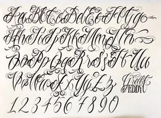 the upper and lower letters are all handwritten in cursive writing with black ink