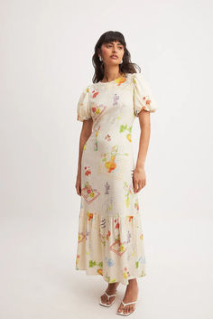 Linen Blend Puffy Sleeve Midi Dress Rita Montezuma, Backless Midi Dress, Montezuma, Low Waist Jeans, Sleepwear Sets, Sleeve Midi Dress, Wedding Guest Dress Summer, Midi Dress With Sleeves, Daily Dress