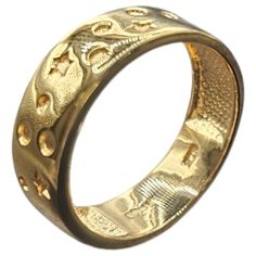 Moon And Star Band Ring In 14k Yellow Gold Over Sterling Silver Size 7 497 70s Rings, Moon And Star Ring, Old Rings, Moon Ring, Gold Moon, Moon And Star, 7 Rings, Ring Color, Star Ring