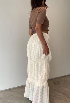 Our 'Chai Spice Maxi Skirt' is perfect for adding a unique touch to any outfit. Its tiered design, striped detail, and crinkle fabric give it a stylish edge, while the elastic waistband ensures a comfortable and perfect fit. Content & Care: Self: 80% Cotton, 18% Nylon, 2% Spandex Lining: 100% Polyester Hand wash cold Meredith College, Fashion Merchandising, Crinkle Fabric, Chai Spice, Boutique Clothing, Maxi Skirt, Perfect Fit, Hand Wash, Spandex