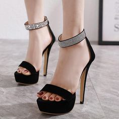 Material: Suede SandalsSize: CN35, CN36, CN37, CN38, CN39, CN40, CN41,CN42Color: BlackHeel Height: About12CMStyle: Party, Casual, Daily Pattern Type: Cutout SandalsShoes Length: Stiletto Heel SandalsOccasion: Party, Club, Street, CasualPackage Contents: 1* Shoes, without Accessories. Black Sandals Platform, Gold Wedding Shoes, Summer High Heels, Rhinestone High Heels, Crystal Heels, Designer High Heels, Rhinestone Sandals, Wedding Sandals, Womens Wedding Shoes