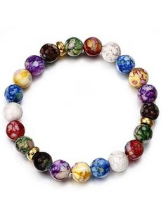 Leisure Ethnic Style Natural Mineral Colorful Beaded Bracelet is fashionable and cheap, come to Zolucky to find out about the Jewelry Yoga Bracelet Beads, Colorful Bead Bracelets, Yoga Beads, White Decoration, Meditation Bracelet, Energy Bracelets, Women's Bracelets, Chain Bracelets, Bead Bangles