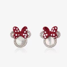 Adorable Disney Minnie Mouse Earrings Glitter Party Decorations, Mouse Earrings, Minnie Mouse Earrings, Glitter Party, Earrings Design, Mouse Birthday, Minnie Mouse Birthday, Disney Jewelry, Cubic Zirconia Earrings