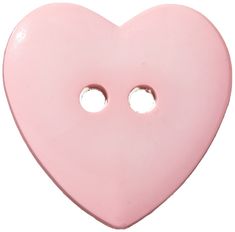 a pink heart shaped button with two holes