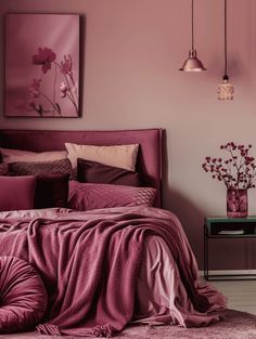 Bedroom Walls: Rosy Mauve Color Palette Mauve Cottage Bedroom, Mauve Bedroom Decor Ideas, Taupe Bedroom Colour Schemes, Pink And Burgundy Bedroom, Mauve Bedroom Color Scheme, Color Palette For Bedroom, Mauve Color Palette, Bedroom Wall Color, Mauve Bedroom