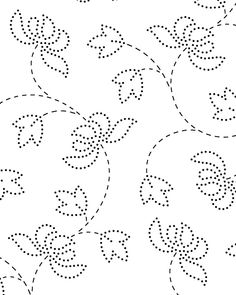 an image of a pattern with dots and lines in the shape of flowers on a white background