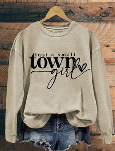 Small Town Girl Shirt, Country Girl Shirt - Etsy Cute Long Sleeve Soft-washed Tops, Trendy Long Sleeve Soft-washed T-shirt, Cute Long Sleeve Shirt With Text Print, Country Girl Shirts, Girl Shirts, Christmas T Shirt Design, Effortless Outfit, Small Town Girl, Cute Sweatshirts