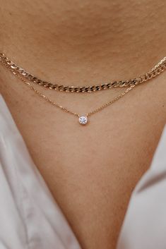 Engagement Rings And Wedding Band, White Gold Necklace, Curb Chain Necklace, 14k Gold Necklace, Beautiful Engagement Rings, Gold Necklace Women, Gold Necklaces, Gold Necklace Layered