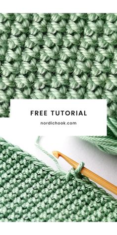 a green crochet with the text free pattern on it and an image of a knitting