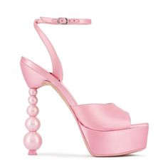 Pink Round Toe Sandals For Prom, Pink Ankle Strap Sandals For Prom, Glamorous Pink Sandals For Party, Glamorous Pink High Heel Sandals, Pearl Embellished Open Toe Sandals For Party, Pink Sandals For Summer Prom, Pink Open Toe Sandals For Prom, Pink High Heel Sandals For Wedding, Pink Platform Heels For Prom