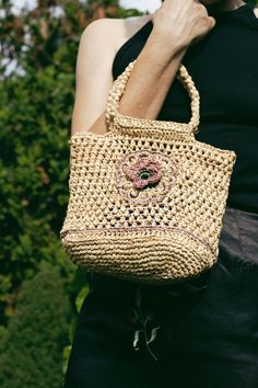 Handmade crochet bag made with 100% natural biodegradable raffia.Perfect straw basket to achieve that French it-girl look. Gorgeous elegant raffia bag, ideal design for everyday use, shopping, beach days or going out. Natural product, and truly ethically made in Europe.    Size Height - approx. 18 cm Width  - approx. 22 cm Handle drop - 12 cm   As this is 100% natural product made from plant fibres, there might be minimal variations in colour and size between individual items   Please keep the b Jane Birkin Aesthetic, Birkin Aesthetic, Parisian Outfit, Raffia Basket, Basket Bags, Handmade Crochet Bags, Yarn For Sale, Look What I Made, Handmade Tote