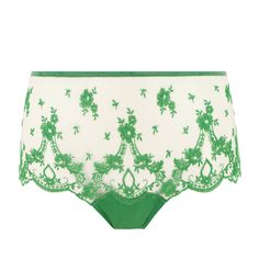 High-waisted panty I.D. SARRIERI Petal Bloom Elegant Short Green Bottoms, High Cut, Briefs, Lingerie, High Waisted, Flowers, Green, Color