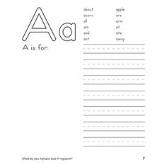 an alphabet worksheet with the letter a in it's uppercase and lowercase