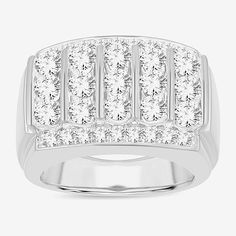 Ring Style: Mens Fashion RingsDiamond Clarity: Si1-Si2Setting: Multi-SettingStone Cut: RoundDiamond Color: G-HMetal Color: WhiteRing Gallery Height: 3.2mmRing Top Length: 27mmRing Top Width: 18mmRounded Carat Weight: 3 Ct. T.w.Band Width: 17mmCare: Wipe CleanStone Type: 33 Lab Grown DiamondAuthenticity: Lab Grown DiamondBirthstone: April BirthstoneMetal: 10k White GoldCountry of Origin: Imported White Wide Band Diamond Cut Diamond Ring, Classic White Wide Band Diamond Ring, White Diamond Ring With Wide Band For Formal Occasions, White Diamond Ring With Wide Band For Formal Events, Classic White Diamond Ring With Wide Band, Formal White Diamond Ring With Wide Band, Fine Jewelry Wide Band Ring With Channel Set, Luxury White Diamond Ring With Wide Band, Modern Diamond White Jewelry Channel Set