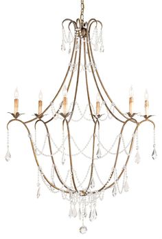 Currey and Company - 9048 - Six Light Chandelier - Lillian August - Rhine Gold Florida Beach House, Lillian August, Antique Candles, Empire Chandelier, Chandelier Design, Coastal Design, Gold Chandelier, Candle Styling, Crystal Decor