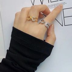 [MATERIAL]: Yellow brass with real 18k gold plated. Our ring will not tarnish or turn green. [RING SIZE]: Adjustable to fit US6 to US8 sizes. Clean Sterling Silver, Gold And Silver Rings, Silver Stacking Rings, Zircon Ring, Minimalist Rings, Jewelry Cleaner, Safety Pin, Quality Diamonds, Stacking Rings