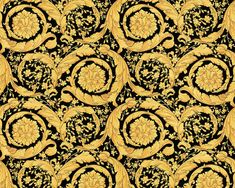 Floral Swirl Textured Wallpaper in Black/Gold from the Versace IV Collection Versace Pattern, Gold Metallic Wallpaper, Versace Wallpaper, Feature Wallpaper, Jojo Designs, Versace Home, Metallic Wallpaper, Floral Garland, Wallpaper Online