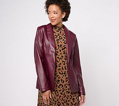 Look cool, calm, and collected in this faux leather blazer, boasting a sleek and polished appearance so you stand out for any occasion. From Susan Graver. Sleek Faux Leather Blazer For Winter, Sleek Faux Leather Winter Blazer, Sleek Faux Leather Jacket For Winter, Sleek Faux Leather Winter Jacket, Trendy Faux Leather Jacket For Business, Winter Workwear Faux Leather Jacket, Winter Office Blazer In Faux Leather, Leather Jacket For Fall Party, Leather Jacket For Party In Fall