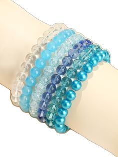 Blue Beaded Bracelets With 8mm Beads For Beach, Blue Crystal Bracelet With Colorful Beads, Trendy Blue Beaded Bracelets For Party, Blue Beaded Bracelets For Party, Blue Bracelets With 8mm Beads For Party, Blue Beaded Bracelets With 8mm Beads For Party, Trendy Blue Stretch Bracelet With Round Beads, Trendy Blue Beaded Bracelets With Round Beads, Blue Beaded Crystal Bracelet For The Beach