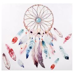 a watercolor drawing of a dream catcher with feathers on it's side and the words, i am not sure what this is