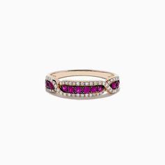 Effy Ruby Royale 14K Rose Gold Ruby and Diamond Ring, 0.44 TCW Rose Stone, Ruby And Diamond Ring, Stack Ring, Ruby Rose, Diamond Band, Diamond Bands, Stacking Rings, Gold Rose, Round Diamonds