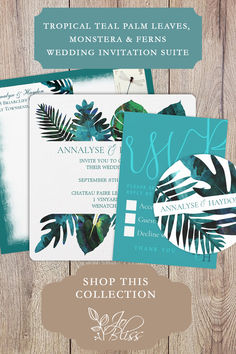 tropical wedding stationery and save the date cards