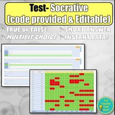 an image of a computer screen with the text test - socrative code provided & etatableable