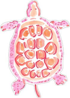 a drawing of a pink turtle with hearts on it's shell and the words love is