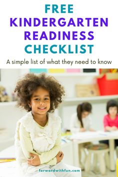 cute kindergarten aged little girl sitting in a classroom smiling at the camera Kindergarten Ready Checklist, Assessment Checklist, Transitional Kindergarten, Free Checklist, Kindergarten Teacher