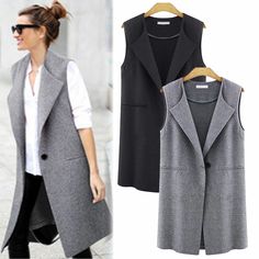 Product Description * Item:Women waistcoat * Condition: 100% Brand New * Package:1pc  (without any accessories ）    Please note: 1.Please allow a little error due to manual measurement. 2.The color maybe a little difference because of the light,screen reflection etc. 3.If you are not sure what size to choose, you can tell us your height and weight, we will recommend the right size for you. 4. Due to photography lighting and differences in computer screens there will be a little chromatic aberrat Classic Vest With Lapel Collar For Fall, Office Vest With Pockets For Fall, Lapel Collar Vest For Office In Fall, Sleeveless Winter Blazer With Pockets, Winter Workwear Single-breasted Vest, Single Breasted Vest For Winter Workwear, Single Breasted Winter Workwear Vest, Winter Workwear Vest, Single Breasted, Fall Workwear Blazer With Vest