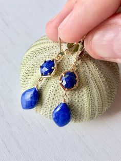 Lapis Lazuli Earrings, Navy Blue Dangle Earrings, September Birthstone, Blue Lapis Earrings in Gold, Earrings for women, Gift for her These Indigo Blue Drop Earrings feature lapis lazuli hexagonal stones framed in 14k gold filled and suspended from them are lapis lazuli teardrops, wire wrapped in 14k Gold Filled. The Earrings are suspended from gold filled lever back ear wires. These are ideal for a night out, they are a great choice for causal wear and they will provide a beautiful pop of color Blue Nickel-free Linear Earrings For Gift, Blue Teardrop Lapis Lazuli Earrings, Blue Gemstone Dangle Earrings, Blue Lapis Lazuli Teardrop Earrings, Pierced Lapis Lazuli Dangle Jewelry, Lapis Lazuli Dangle Earrings For Pierced Ears, Teardrop Lapis Lazuli Earrings For Gift, Lapis Lazuli Teardrop Earrings For Gifts, Blue Lapis Lazuli Drop Earrings