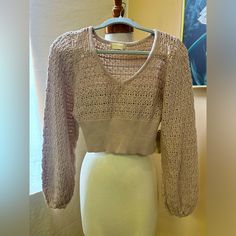 Altar’d State Crop Crochet Sweater With Balloon Sleeves Nwt Size Sm. Beautiful Champagne/Light Cream Color. Beautifully Made. Ptp 15” Length 17” Thank You For Checking Out My Closet. I Am Happy To Answer Any Questions. Non-Smoking, Pet Friendly Home. Measurements Are Taken From My Mannequin Or Laying Flat. Measurements Are Approximate. Bundle To Save! I Will Always Be Adding New Items So Visit Again And Follow. Send Me An Offer! Fitted V-neck Crochet Top With Pointelle Knit, Fitted V-neck Crochet Top, Fitted Fall Sweater With Crochet Trim, Fitted Sweater With Crochet Trim For Fall, Fitted Knit Sweater With Crochet Trim, Fitted Pointelle Knit Cropped Sweater For Spring, Fall Crochet Top With Crochet Trim, Fall Crochet Knit Top With Crochet Trim, Fall Crochet Trim Knit Top