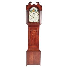 an old wooden grandfather clock on a white background