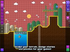 an image of a video game screen with the text, sculpt your terrain design stories and puzzles for your games