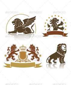 lion emblems and banners - animals logo templates