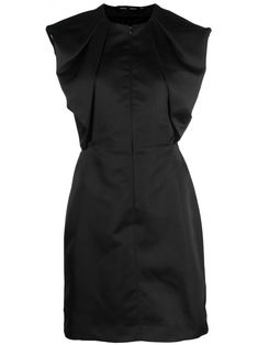 satin shift mini dress from PROENZA SCHOULER featuring black, satin finish, ruched detailing, cap sleeves, fitted waistline, shift style and thigh-length. Satin Shift Dress, Shift Mini Dress, Shift Dress Black, Mini Shift Dress, Proenza Schouler, Black Satin, Mini Black Dress, Satin Finish, Shift Dress