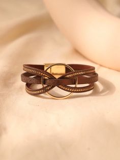 Marrón  Collar  Poliuretano   Embellished Bracelet En Cuir Diy, Belt Choker, Boho Leather Jewelry, Leather And Beads, Leather Cord Jewelry, Handmade Leather Jewelry, Diy Leather Bracelet, Bohemian Braids, Leather Bracelets Women