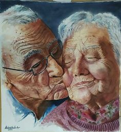 metaphorical associative cards, therapy cards, buy online, woman image relationships family therapy Arte Doodle, Gold Art Painting, Old Couple, Couple Painting, Couple In Love