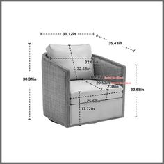 an image of a chair with measurements for it