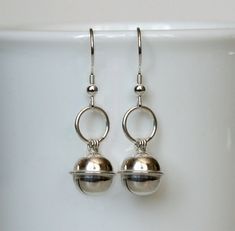 "These bell earrings are made of sterling silver jingle bell charms. The bell has low ringing tones that won't bother you. The bell charm and earwires are made of 925 sterling silver. The size of bell is 10mm. The earrings is 1 1/2\" (37mm) long." Bell Earrings, Women Anklets, Forest Hills, Funky Jewelry, Jingle Bell, Nov 2, Jingle Bells, Adjustable Bracelet, Handmade Earrings