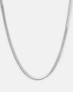 This necklace is different. A silver tone flat snake chain completed with a dog clip. It's the perfect addition to your jewelry collection.  Necklace Lobster closure Square snake chain Dog clip AllSaints engraved signature Silver-tone finish Flat Snake Chain, Snake Chain Necklace, Dog Clip, Scarf Jewelry, Jewellery Collection, Jeans For Sale, Women Accessories Jewelry, All Saints, Snake Chain