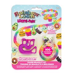 the rainbow loom lan - tas kit includes charms, bracelets and rings