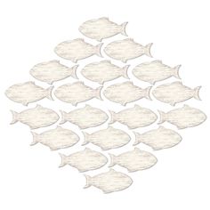 a group of white fish on a white background