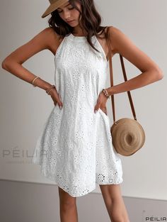 Peilia - Lace Trim Solid Color Sleeveless Button-up Dress Buttoned Dress, Button Up Dress, Olivia Mark, Types Of Collars, Lace Detail, Lace Trim, Sleeveless Dress, Types Of Sleeves, Elastic Waist