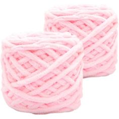 two balls of pink yarn sitting next to each other