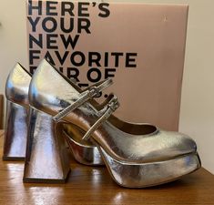 Retro Stacked Heel Party Heels, Retro Party Heels With Reinforced Heel, Retro Party Heels With Sculpted Heel, Heels Silver, Plastic Heels, Platform Mary Janes, Mary Jane Heels, Trending Shoes, Mary Janes