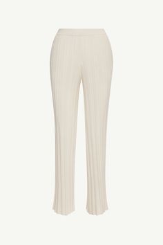 Becca Knit Ribbed High Waist Pants Clothing Veiled Stretch Ribbed Bottoms, Elegant Stretch Ribbed Pants, Elegant Ankle-length Wide Leg Pants For Loungewear, Elegant Ribbed Stretch Bottoms, Ribbed Workwear Pants, Stretch Ribbed Pants For Work, Elegant Ribbed Spring Pants, Elegant Ribbed Bottoms, High-waisted Ribbed Pants For Work