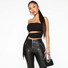 Fashion Nova Black Crop Tie Top- New With Tags Fashion Nova Tops, Tops Fashion, Tie Top, Black Crop, Fashion Nova, Women's Fashion, Womens Tops, Tags, Women Shopping